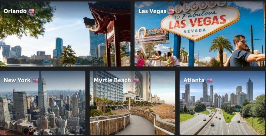 Top 5 Vacation Getaways: Orlando, FL Las Vegas, NV NYC, NY Myrtle Beach, SC Atlanta, GA